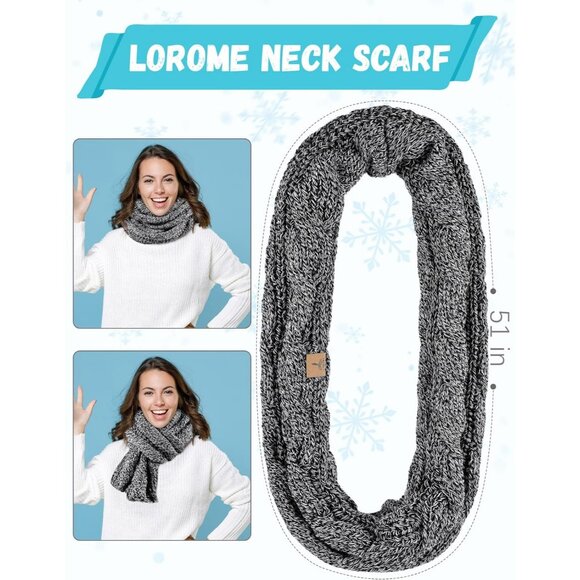 Women’s Black Knit Beanie Hat, Gloves, Scarf & Ear Warmer Set - Winter - Picture 4 of 7